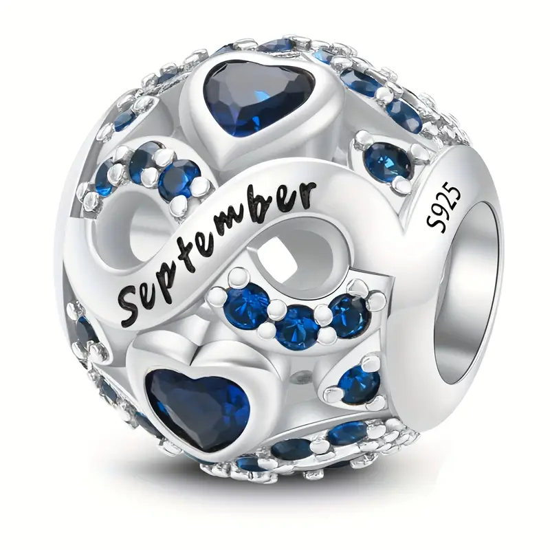 September Birthstone Silver Charm
