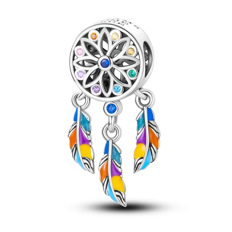 Boho Feather Silver Charm