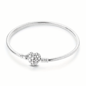 BRA 0002 Charm Bracelet with Silver Heart End Clip